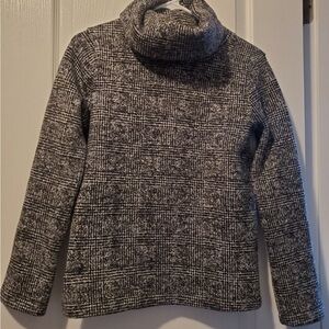 JCrew Women's Black and White Plaid turtleneck Sweater